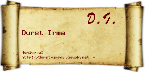 Durst Irma névjegykártya